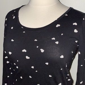 Black Long Sleeve with Heart Print
